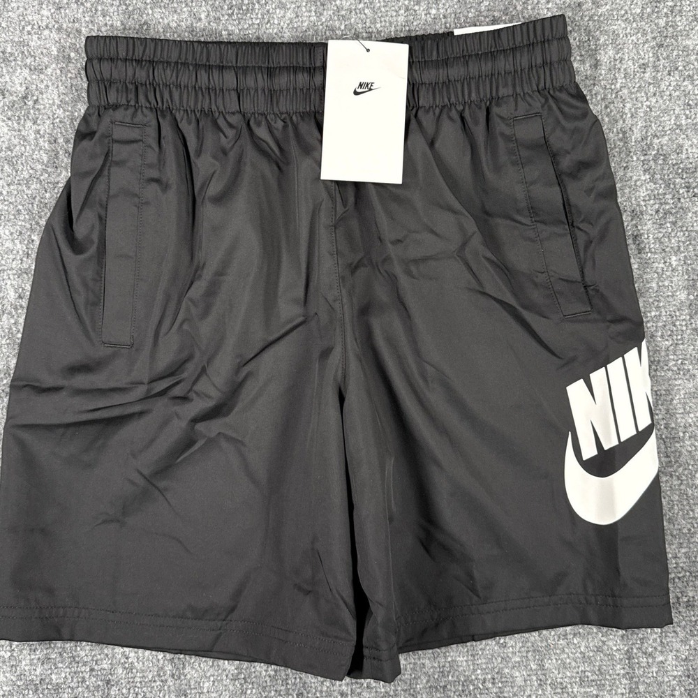 Nike Kids Size 7 Large Sportswear Woven Shorts Black Futura Logo NWT